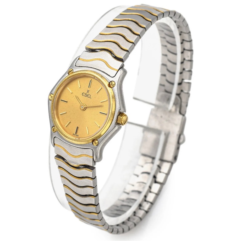 18k Ebel Classic Wave Champagne Dial Quartz Ladies Watch